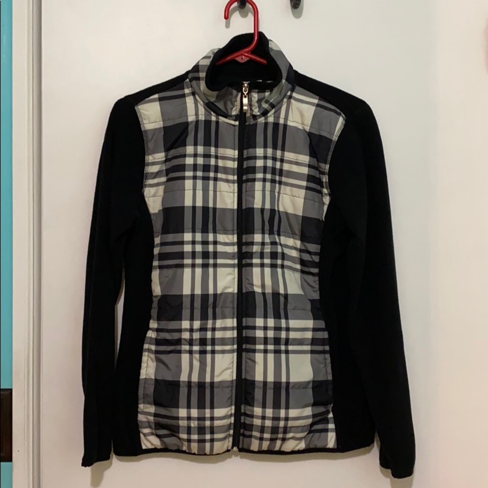 Women’s Fresh Plaid-Front Fleece Sweatshirt